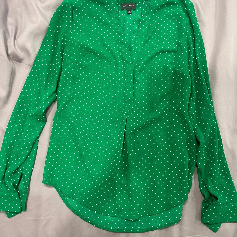 The Limited Green Long Sleeve Buttoned Blouse